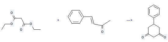 1,3-Cyclohexanedione,5-phenyl- can be prepared by 4-phenyl-but-3-en-2-one and malonic acid diethyl ester